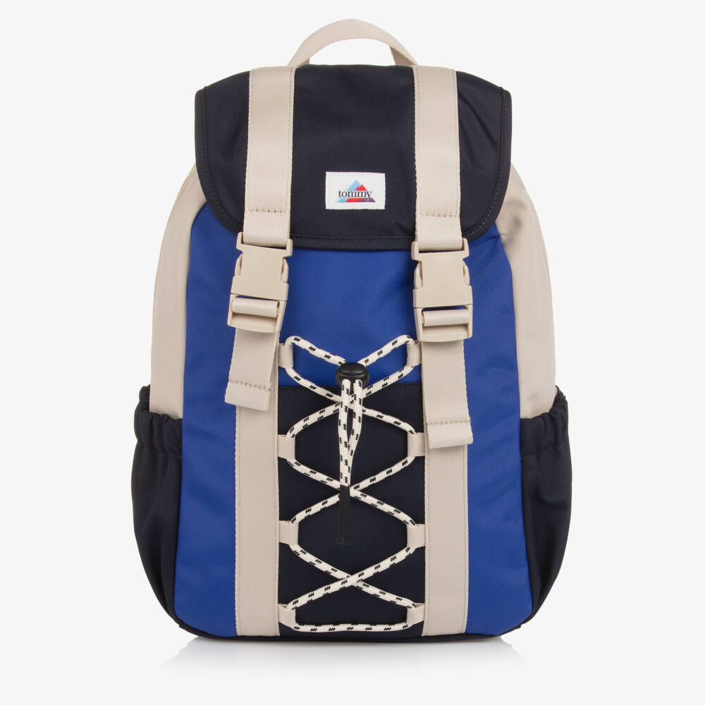 Tommy Hilfiger-Beige & Blue Colourblock Backpack (38cm) | Childrensalon