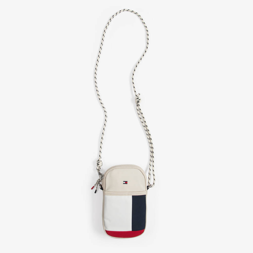 Tommy Hilfiger-Beige Canvas Flag Logo Phone Bag (19cm) | Childrensalon
