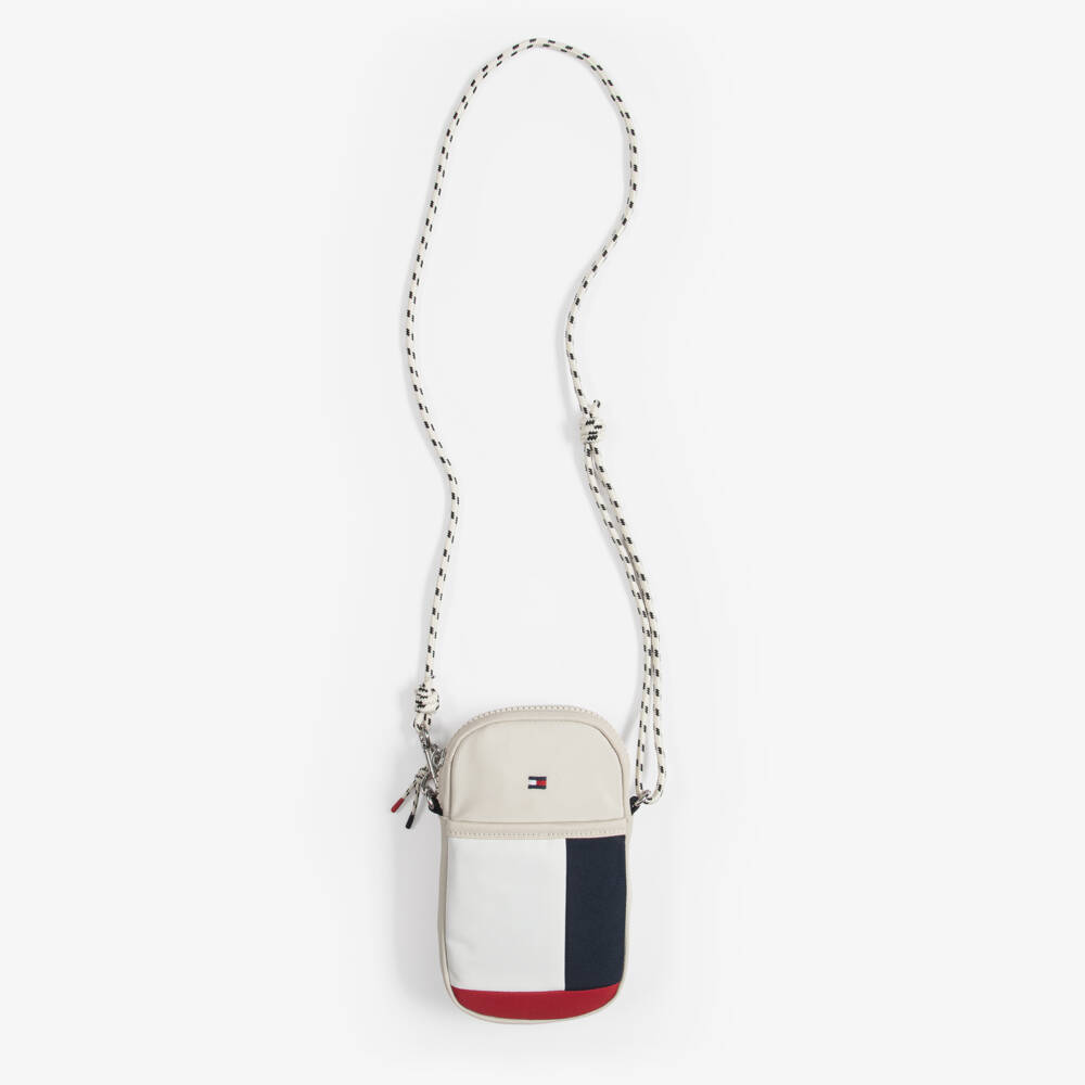 Tommy Hilfiger-Beige Canvas Flag Logo Phone Bag (19cm) | Childrensalon