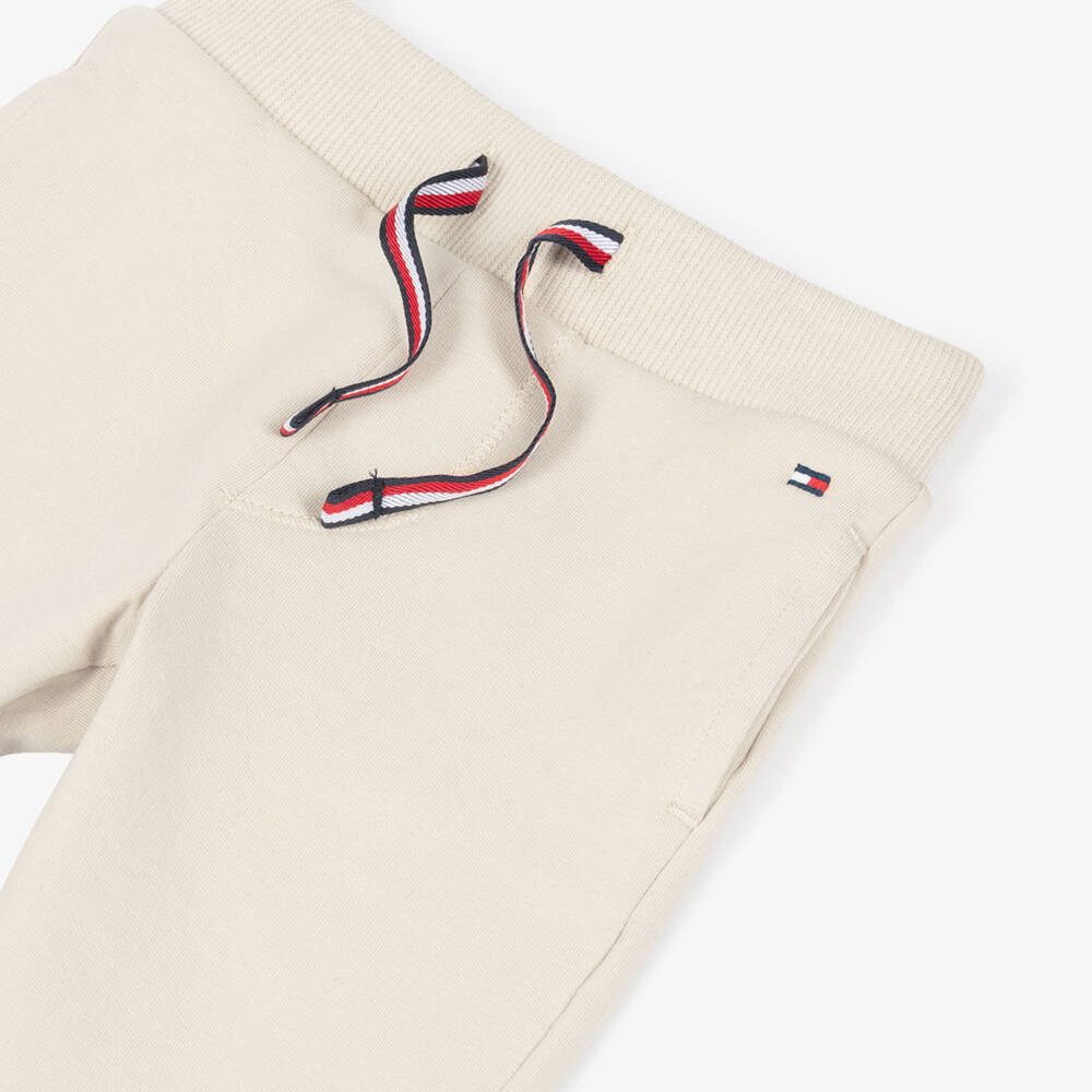 Tommy Hilfiger-Beige Cotton Baby Drawstring Joggers | Childrensalon