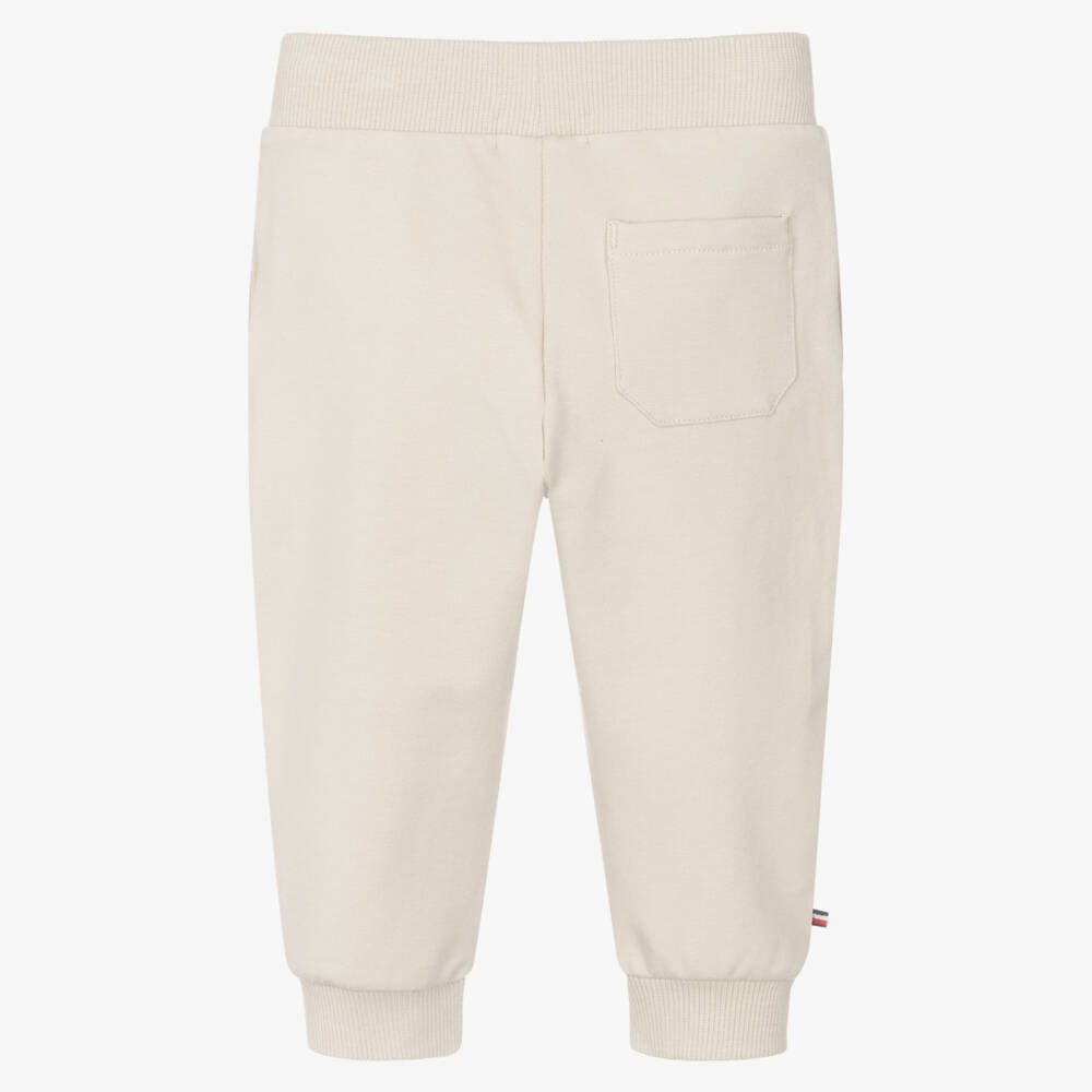 Tommy Hilfiger-Beige Cotton Baby Drawstring Joggers | Childrensalon