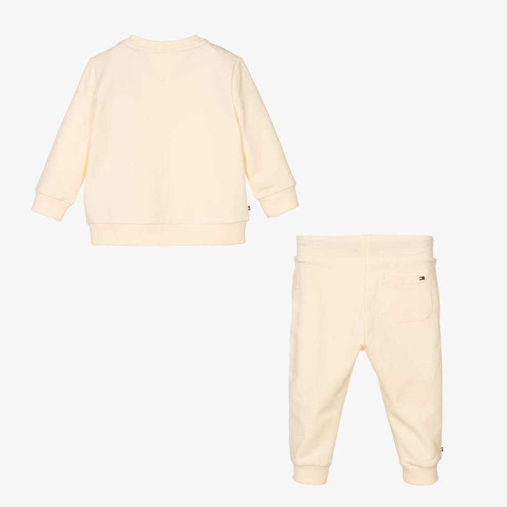 Tommy Hilfiger-Beige Cotton Baby Tracksuit | Childrensalon