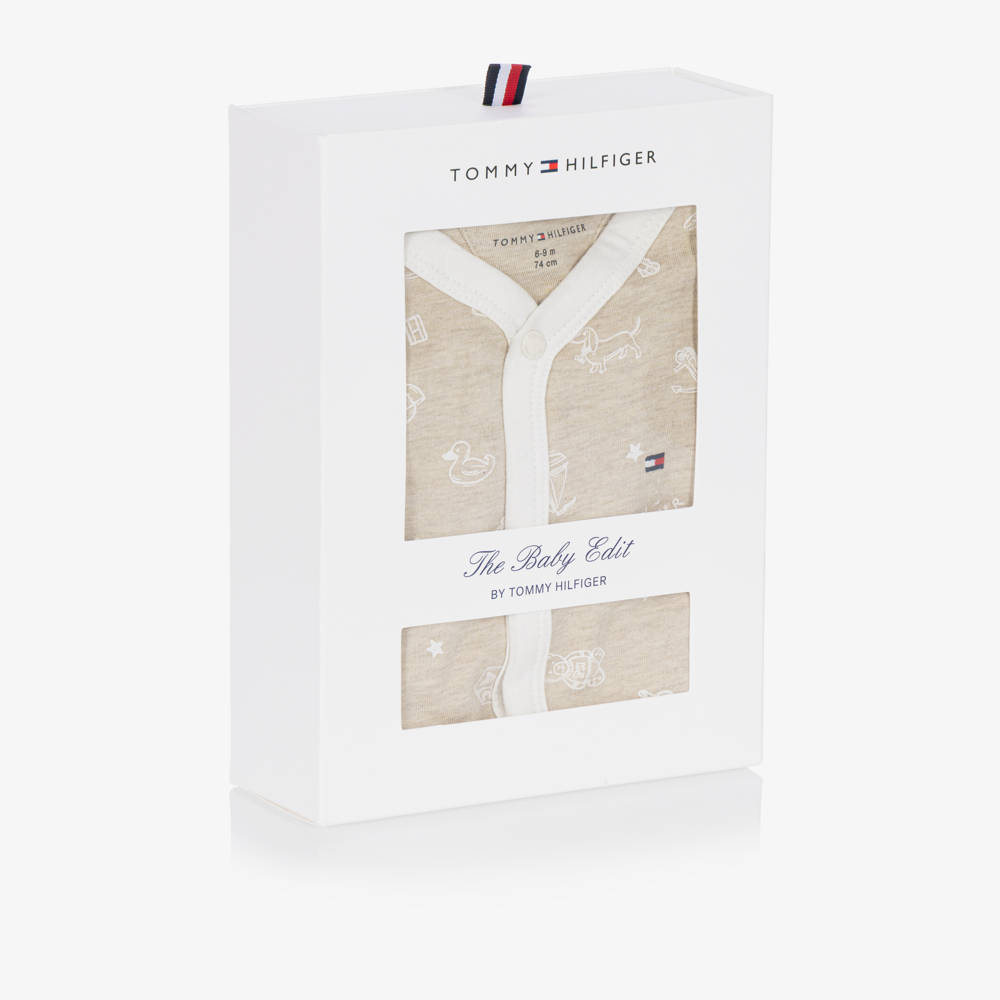 Tommy Hilfiger-Beige Cotton Babysuit & Bib Gift Set | Childrensalon
