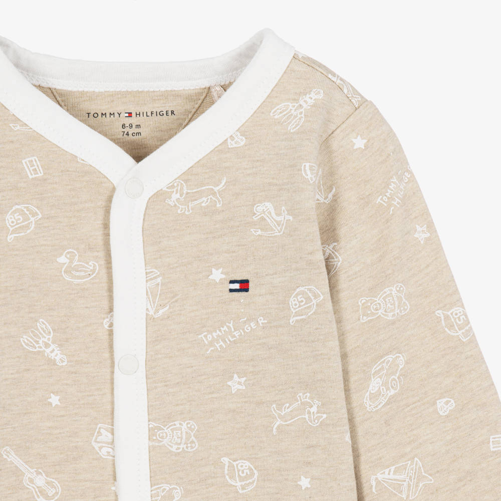 Tommy Hilfiger-Beige Cotton Babysuit & Bib Gift Set | Childrensalon