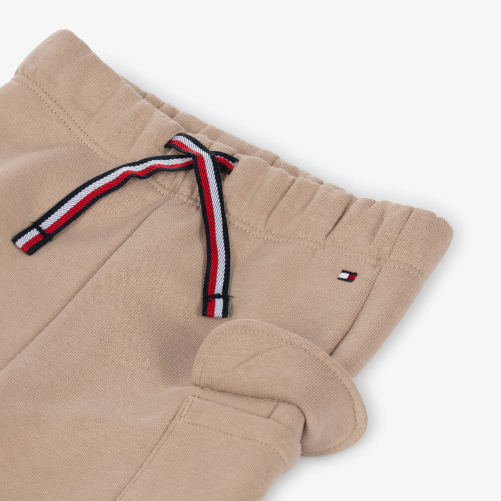 Tommy Hilfiger-Beige Cotton Cargo Baby Joggers | Childrensalon
