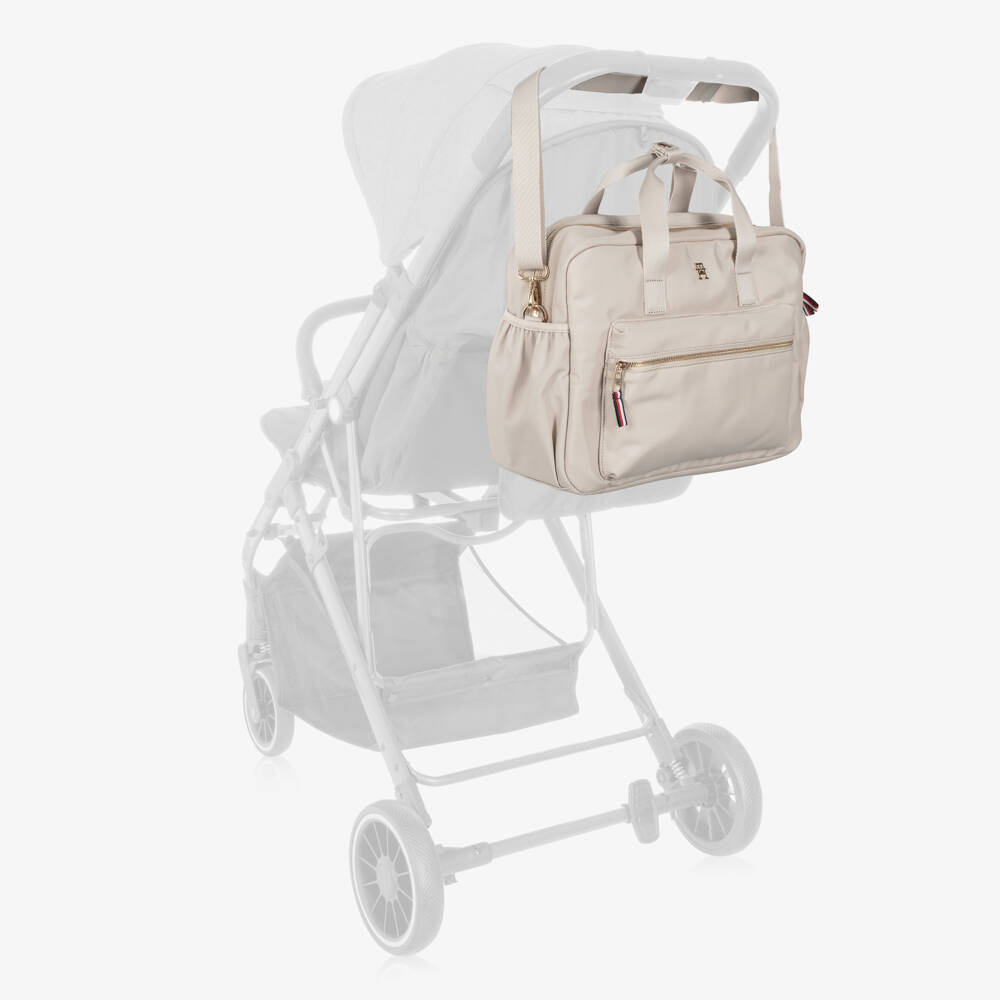 Tommy Hilfiger-Beige TH Monogram Canvas Changing Bag (39cm) | Childrensalon