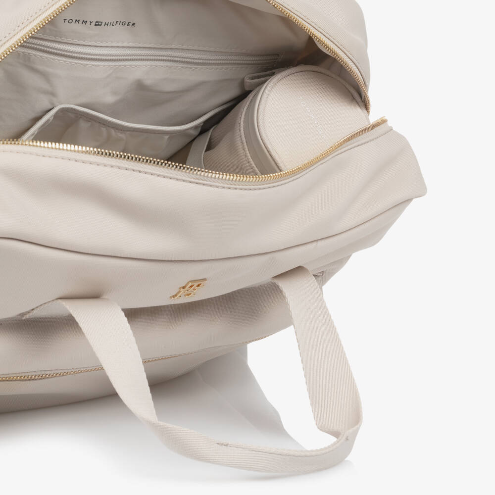 Tommy Hilfiger-Beige TH Monogram Canvas Changing Bag (39cm) | Childrensalon