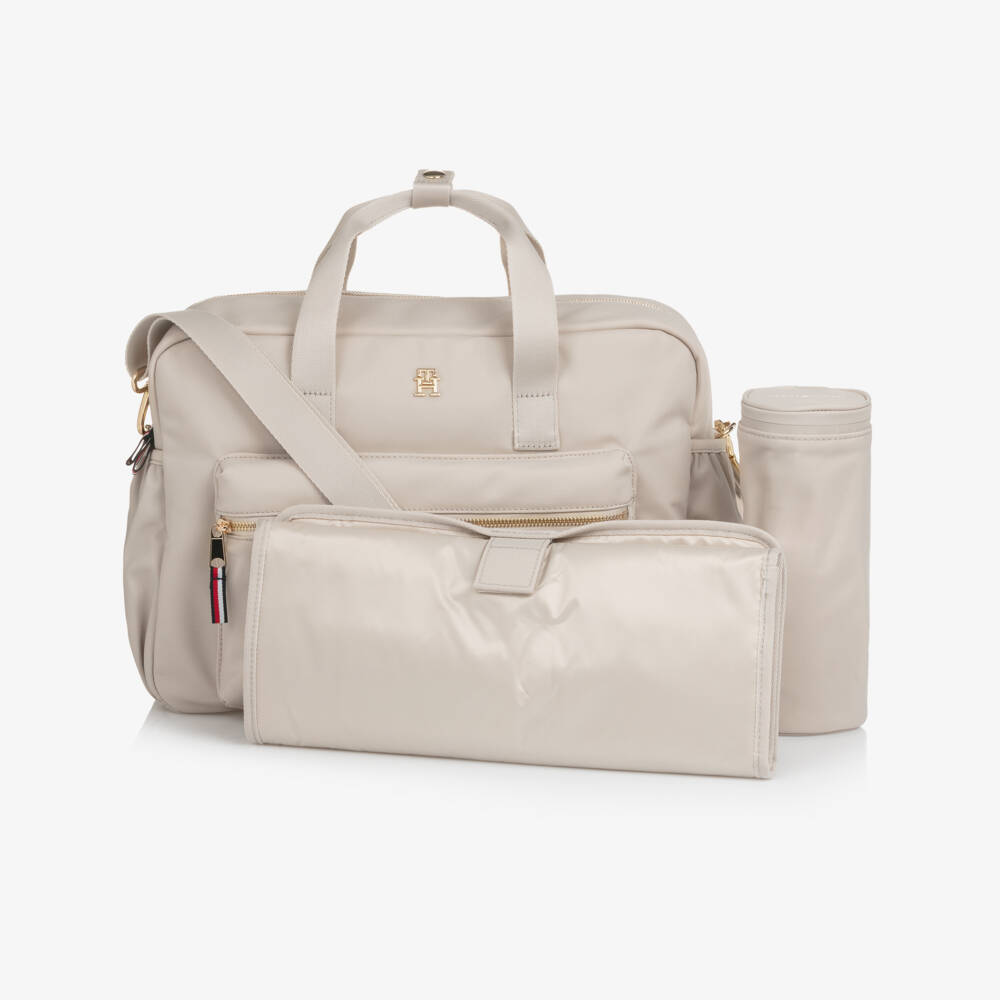 Tommy Hilfiger-Beige TH Monogram Canvas Changing Bag (39cm) | Childrensalon