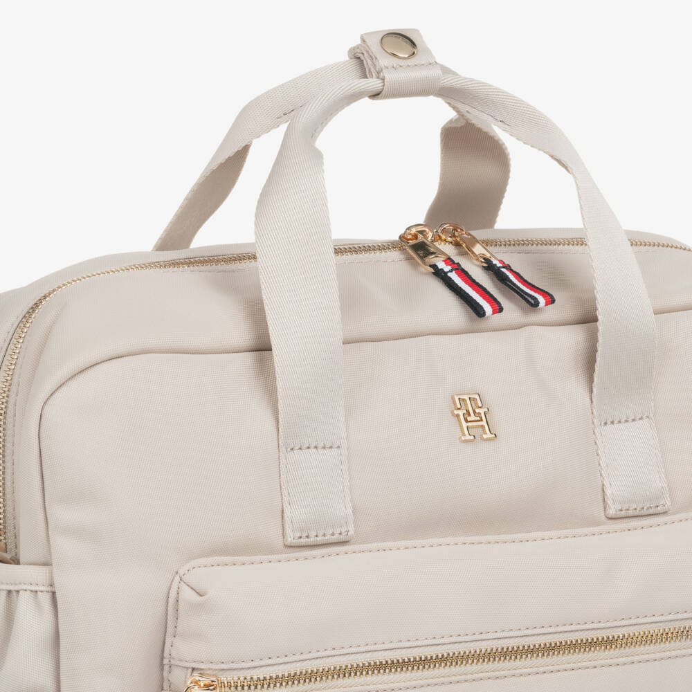 Tommy Hilfiger-Beige TH Monogram Canvas Changing Bag (39cm) | Childrensalon