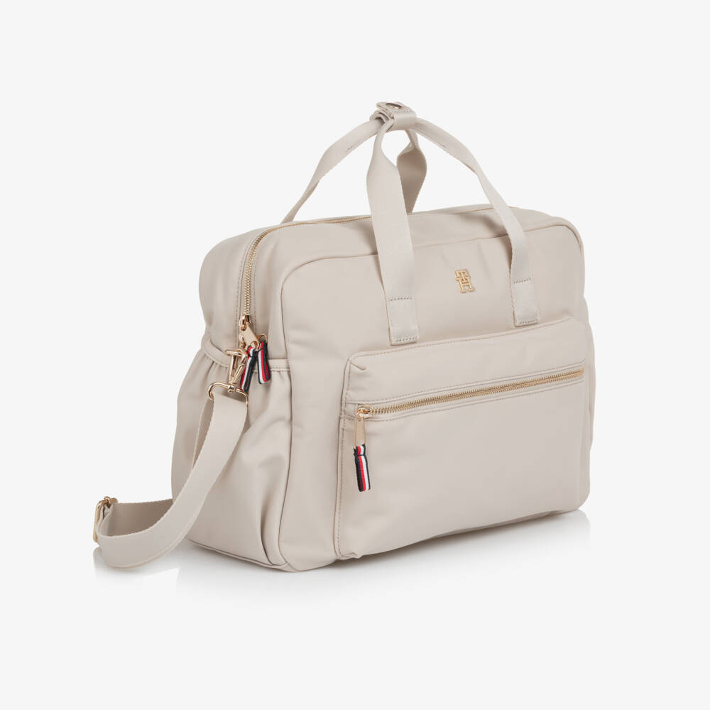 Tommy Hilfiger-Beige TH Monogram Canvas Changing Bag (39cm) | Childrensalon