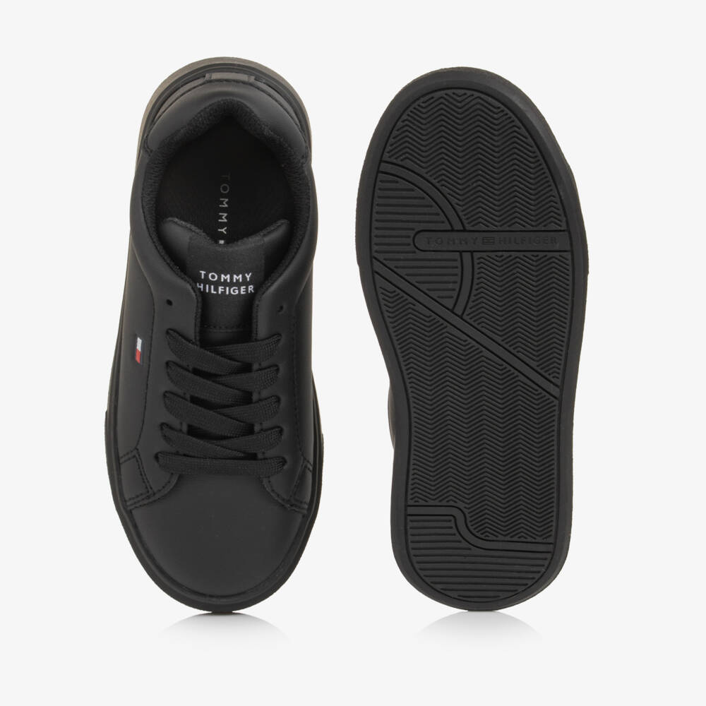 Tommy Hilfiger-Black Low Cut Trainers with Laces | Childrensalon