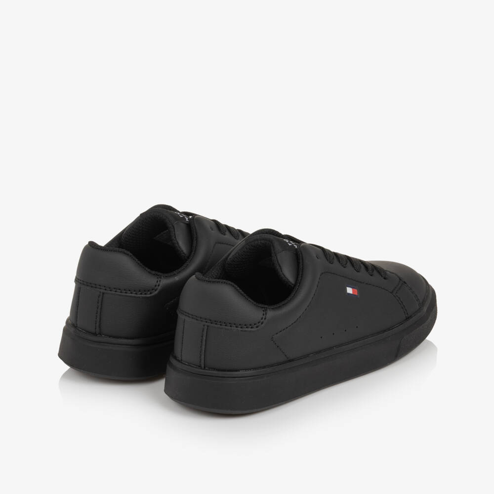 Tommy Hilfiger-Black Low Cut Trainers with Laces | Childrensalon