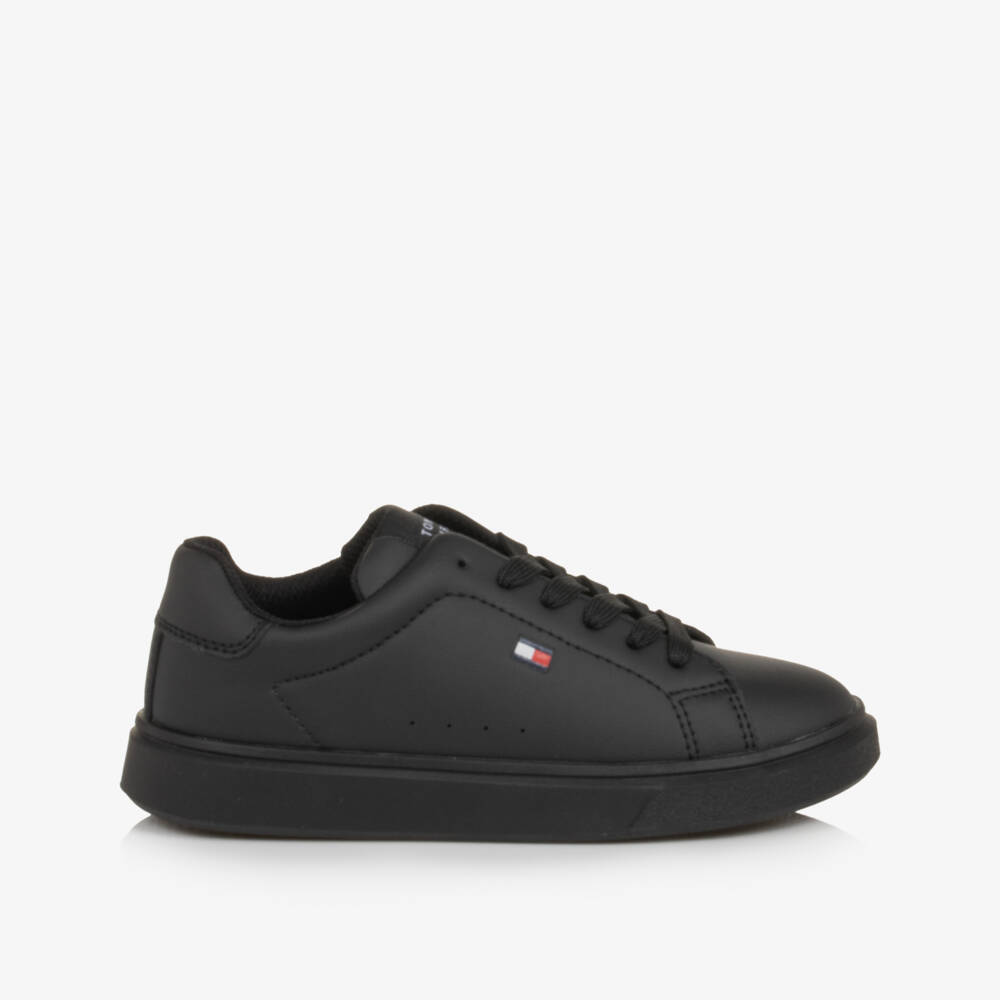 Tommy Hilfiger-Black Low Cut Trainers with Laces | Childrensalon