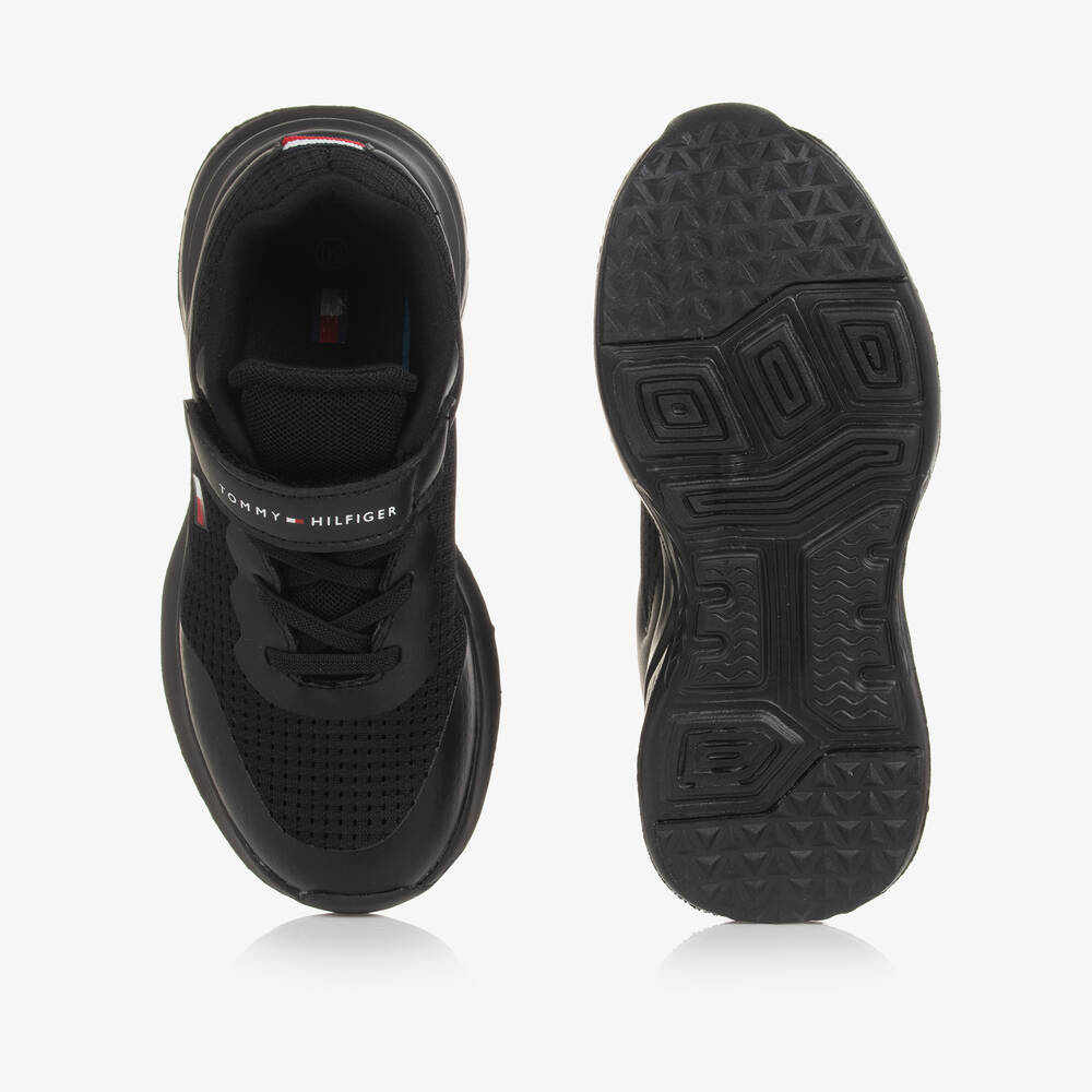 Tommy Hilfiger-حذاء رياضي بشريط لاصق جلد صناعي و شبك لون أسود | Childrensalon