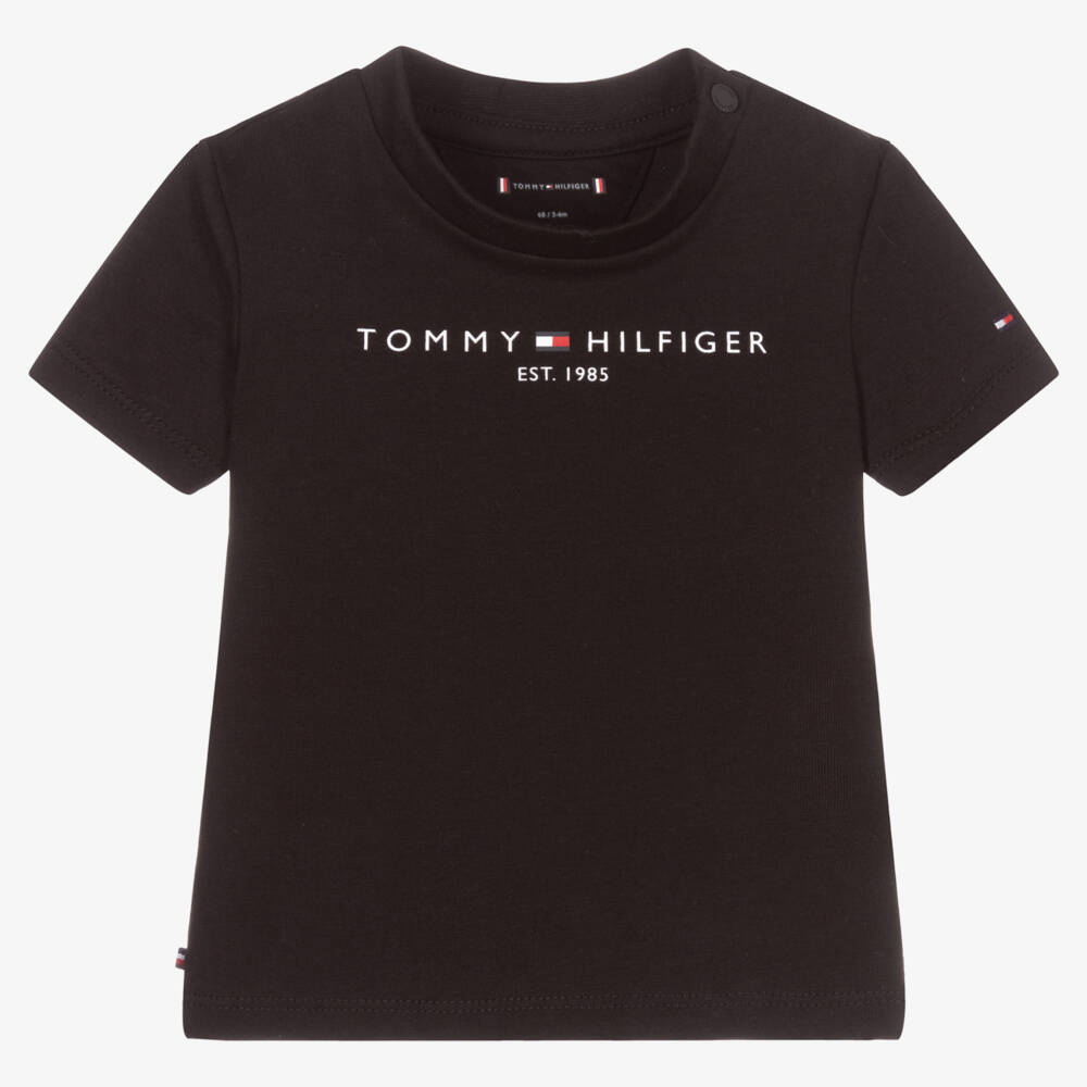 Tommy Hilfiger-تيشيرت قطن عضوي جيرسي لون أسود  | Childrensalon