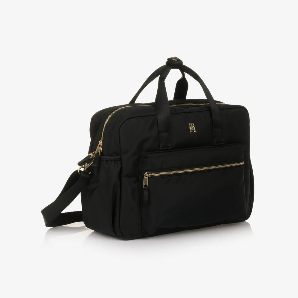 Tommy Hilfiger-Пеленальная сумка черная с монограммой TH (44см) | Childrensalon