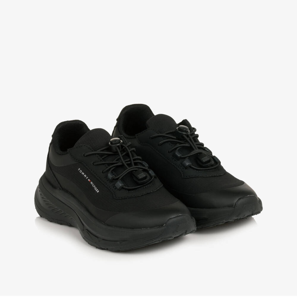 Tommy Hilfiger-Black Triple Black Trainers | Childrensalon