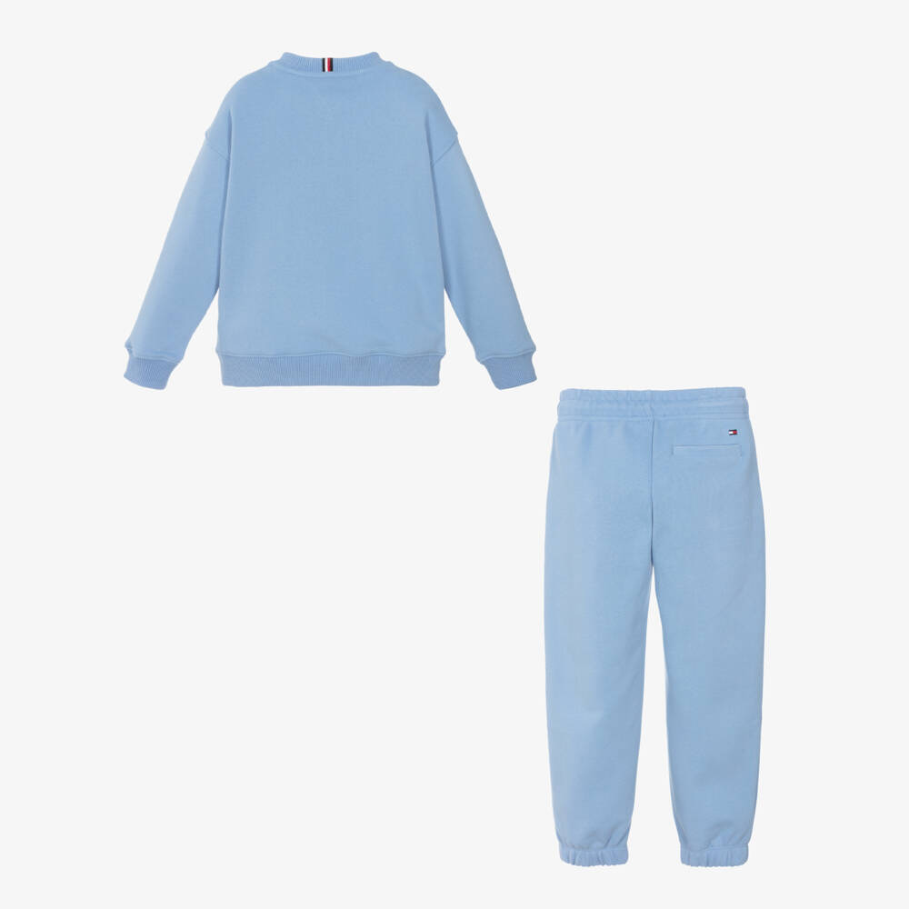 Tommy Hilfiger-Blue Cotton Jersey Tracksuit with Logo Detail | Childrensalon