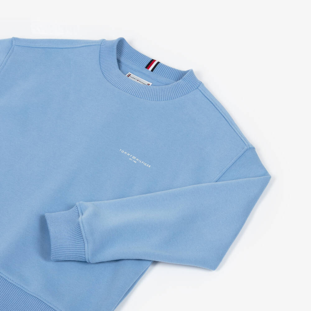 Tommy Hilfiger-Blue Cotton Jersey Tracksuit with Logo Detail | Childrensalon