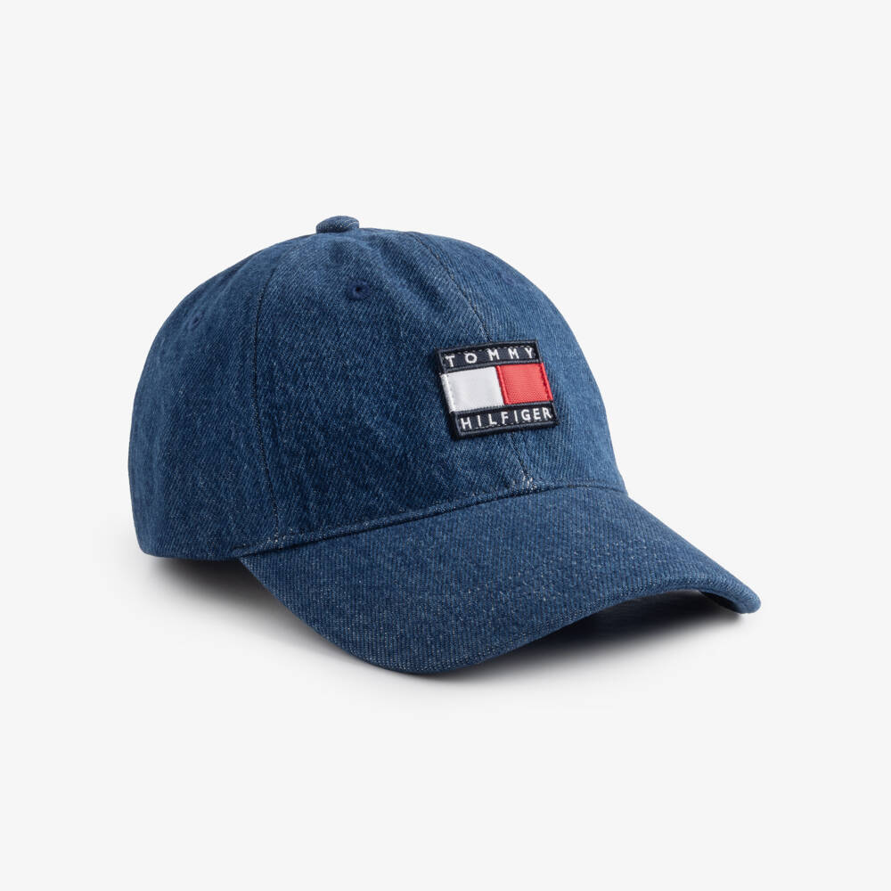 Tommy Hilfiger-Blue Denim Cap with Flag Logo Patch | Childrensalon