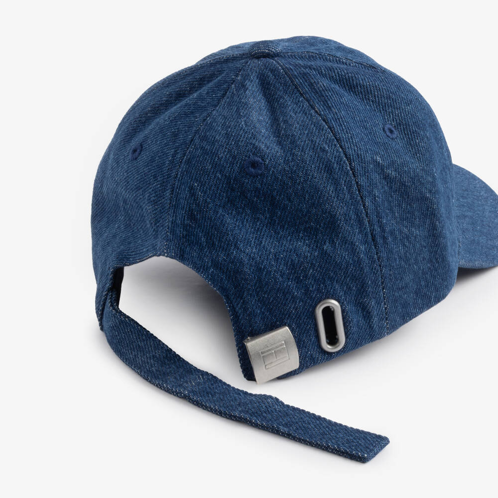 Tommy Hilfiger-Blue Denim Cap with Flag Logo Patch | Childrensalon