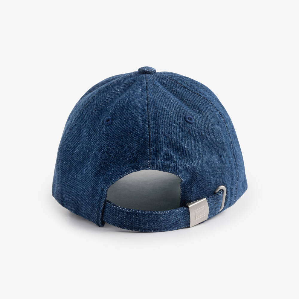 Tommy Hilfiger-Blue Denim Cap with Flag Logo Patch | Childrensalon