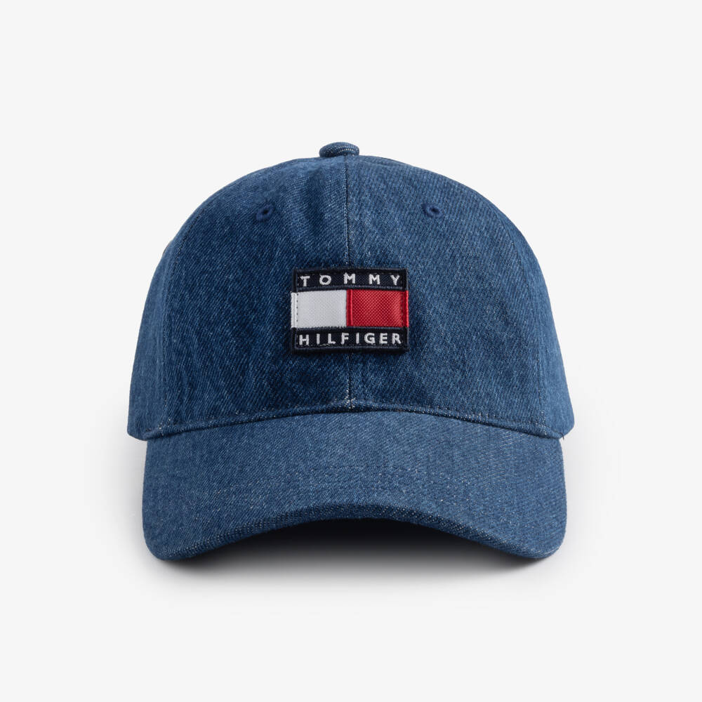 Tommy Hilfiger-Blue Denim Cap with Flag Logo Patch | Childrensalon