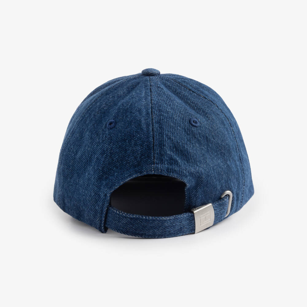 Tommy Hilfiger-Blue Denim Cap with Flag Logo Patch | Childrensalon
