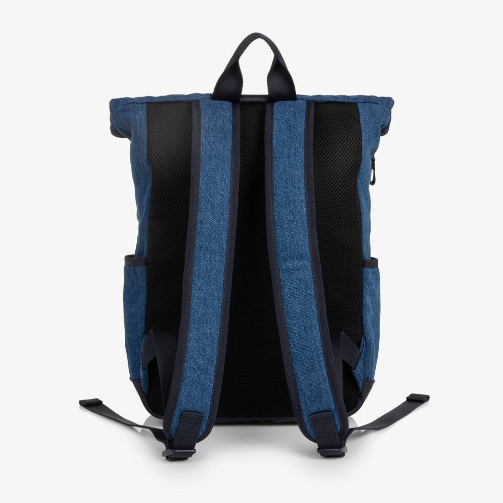 Tommy Hilfiger-Blue Denim Heritage Flag Logo Roll-Top Backpack (39cm) | Childrensalon