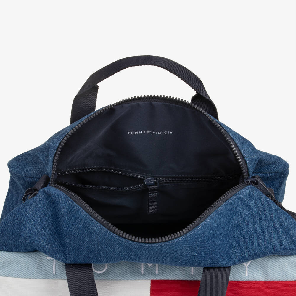 Tommy Hilfiger-Blue Denim Heritage Flag Logo Sports Bag (35cm) | Childrensalon