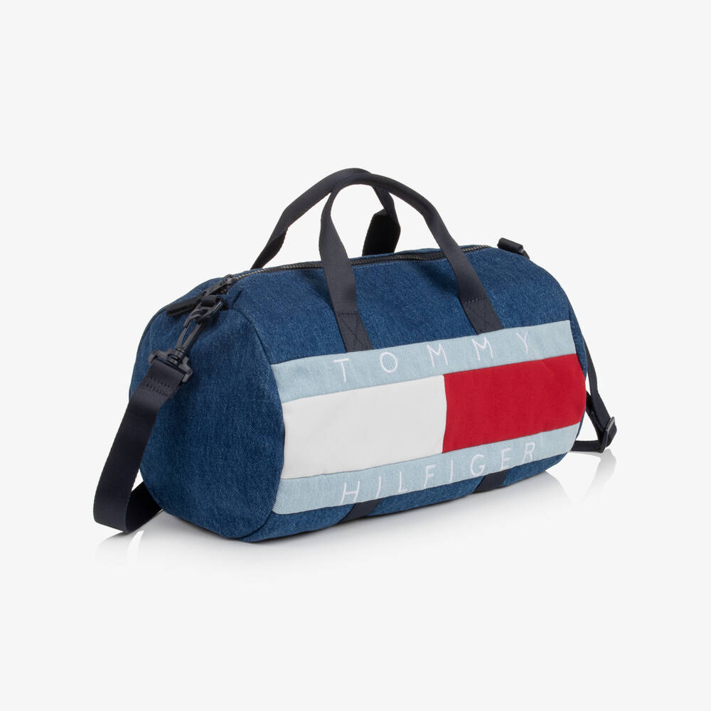 Tommy Hilfiger-Blue Denim Heritage Flag Logo Sports Bag (35cm) | Childrensalon