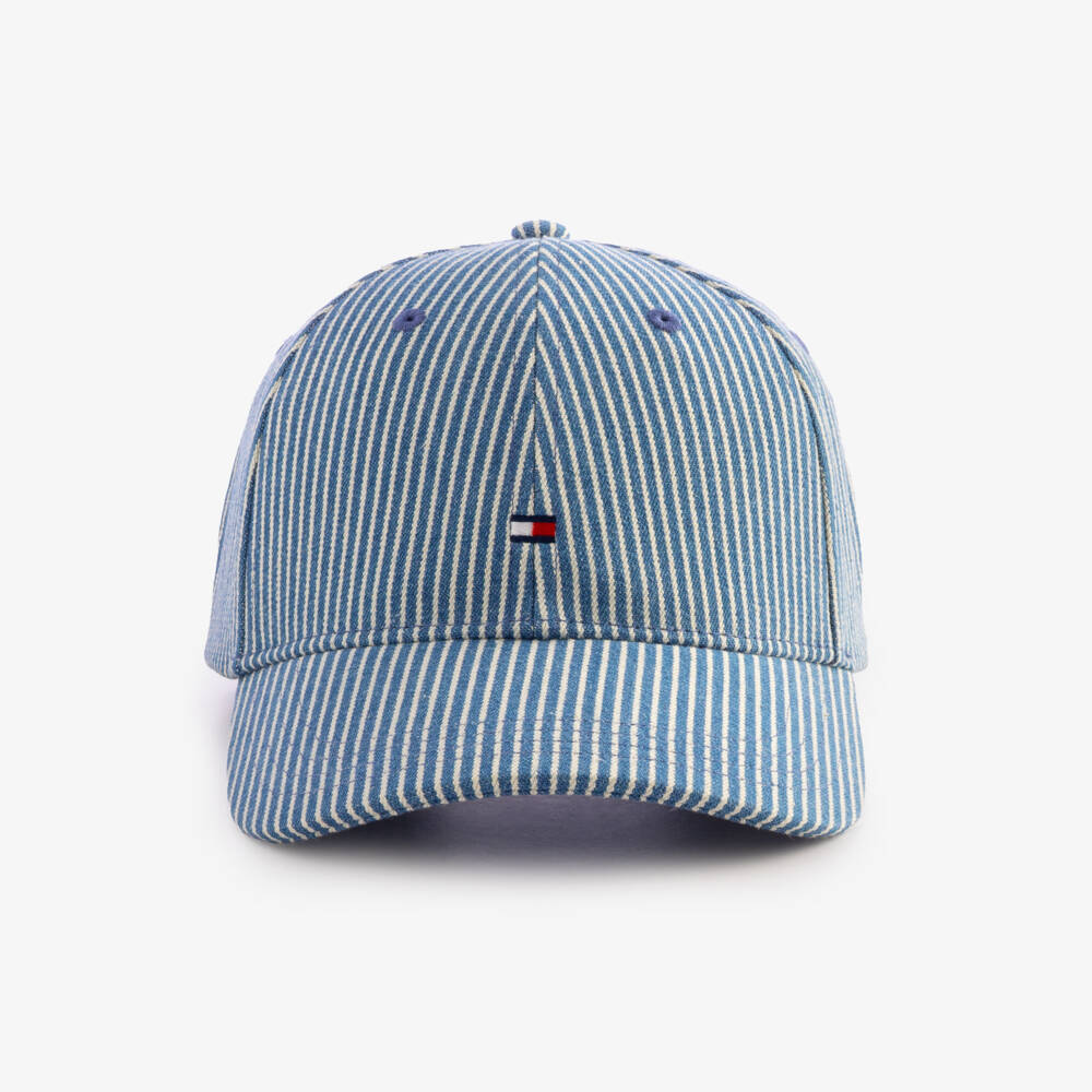 Tommy Hilfiger-Blue Striped Denim Baseball Cap | Childrensalon