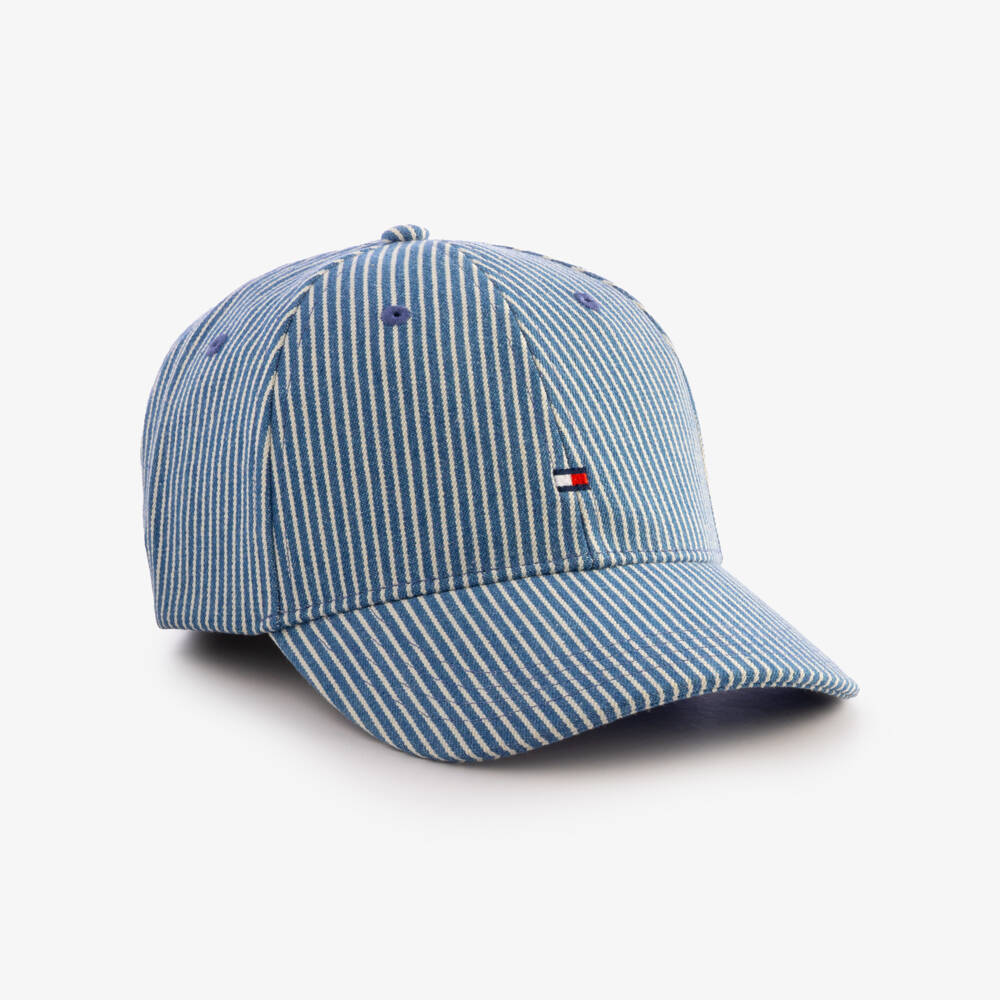 Tommy Hilfiger-Blue Striped Denim Baseball Cap | Childrensalon