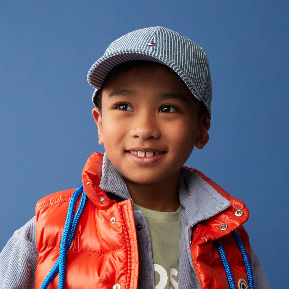 Tommy Hilfiger-Blue Striped Denim Baseball Cap | Childrensalon