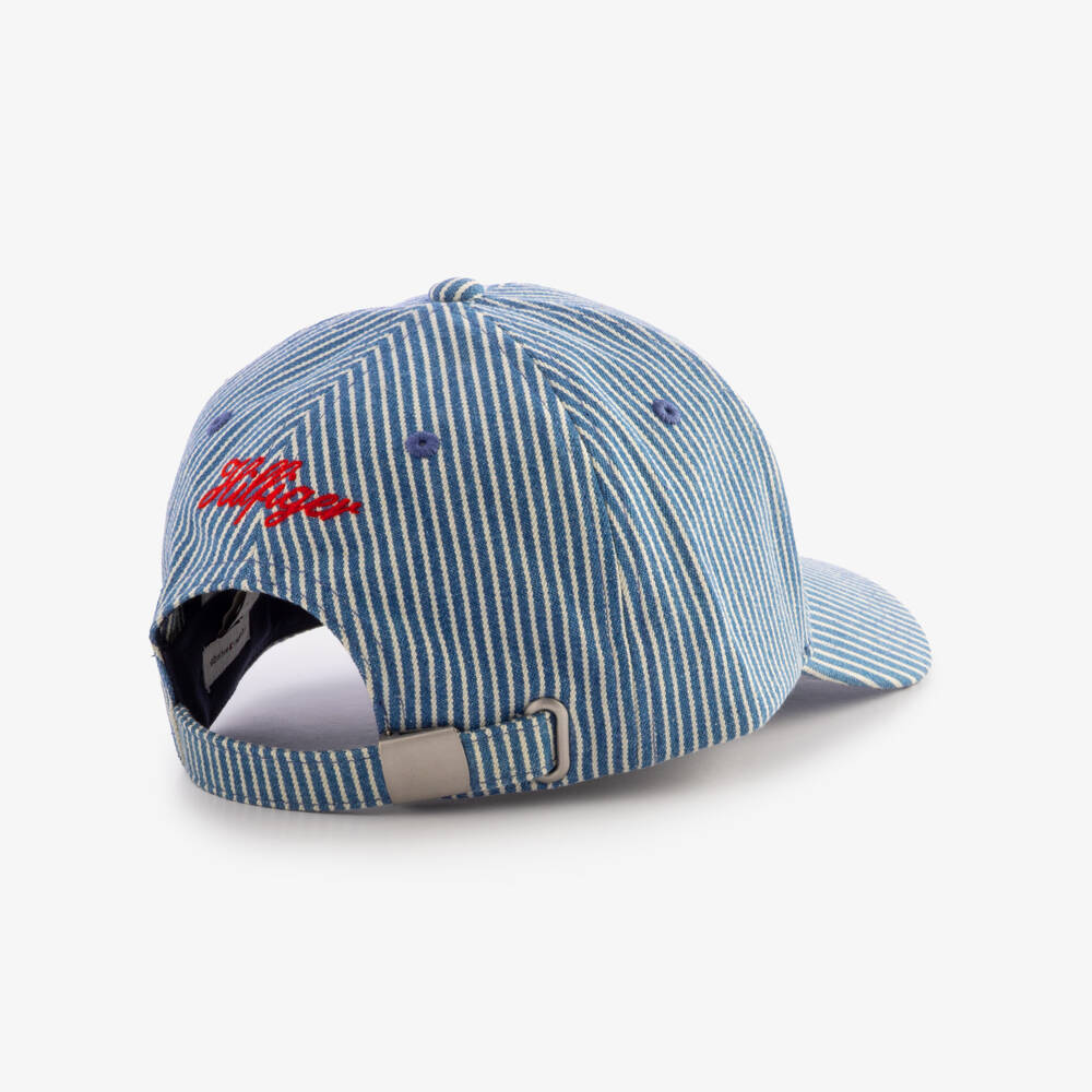 Tommy Hilfiger-Blue Striped Denim Baseball Cap | Childrensalon