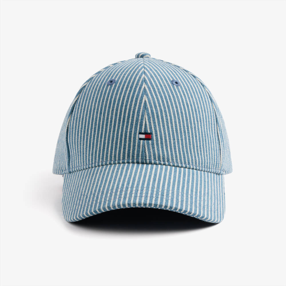 Tommy Hilfiger-Blue Striped Denim Baseball Cap | Childrensalon
