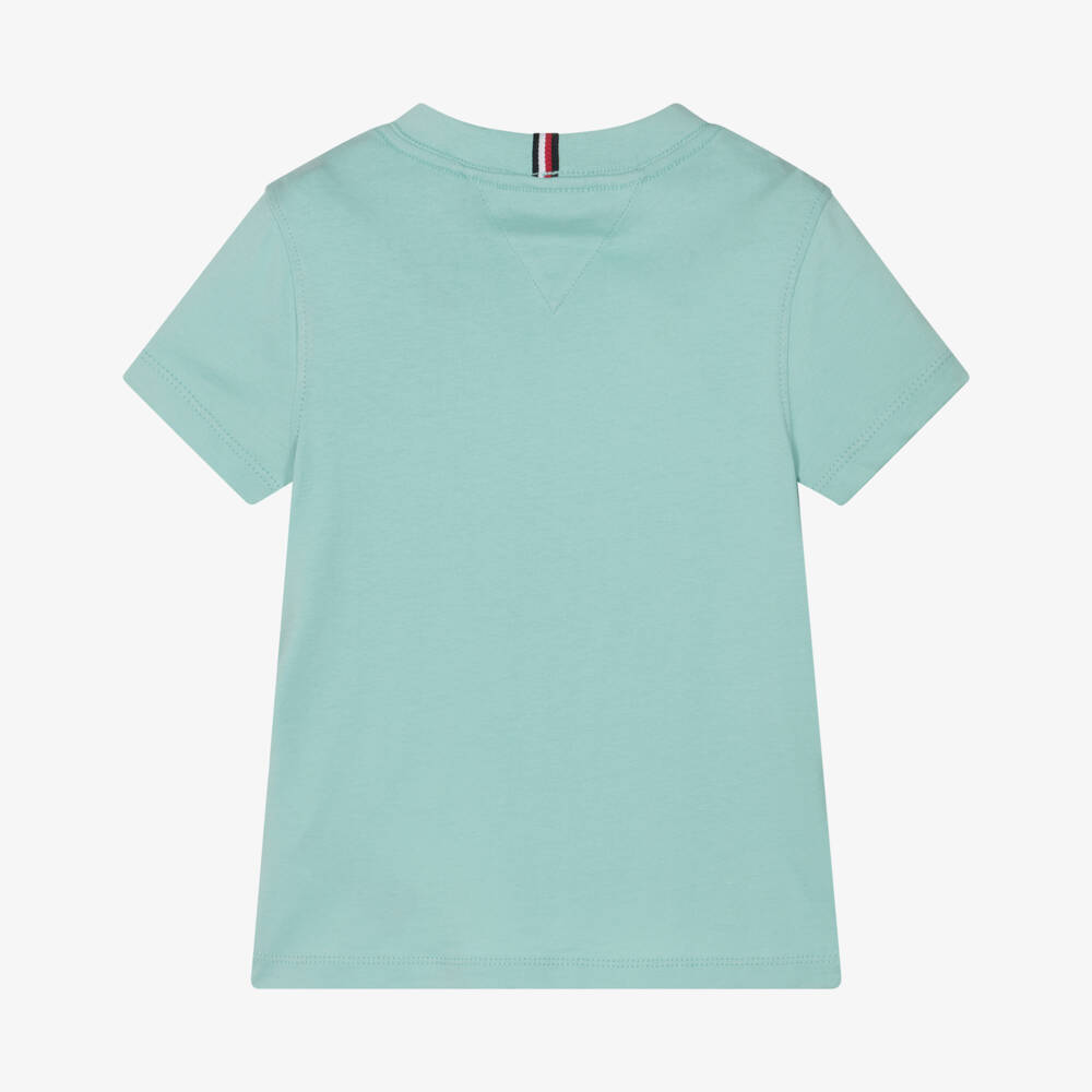 Tommy Hilfiger-Boys Aqua Blue Cotton Short-Sleeve T-Shirt | Childrensalon