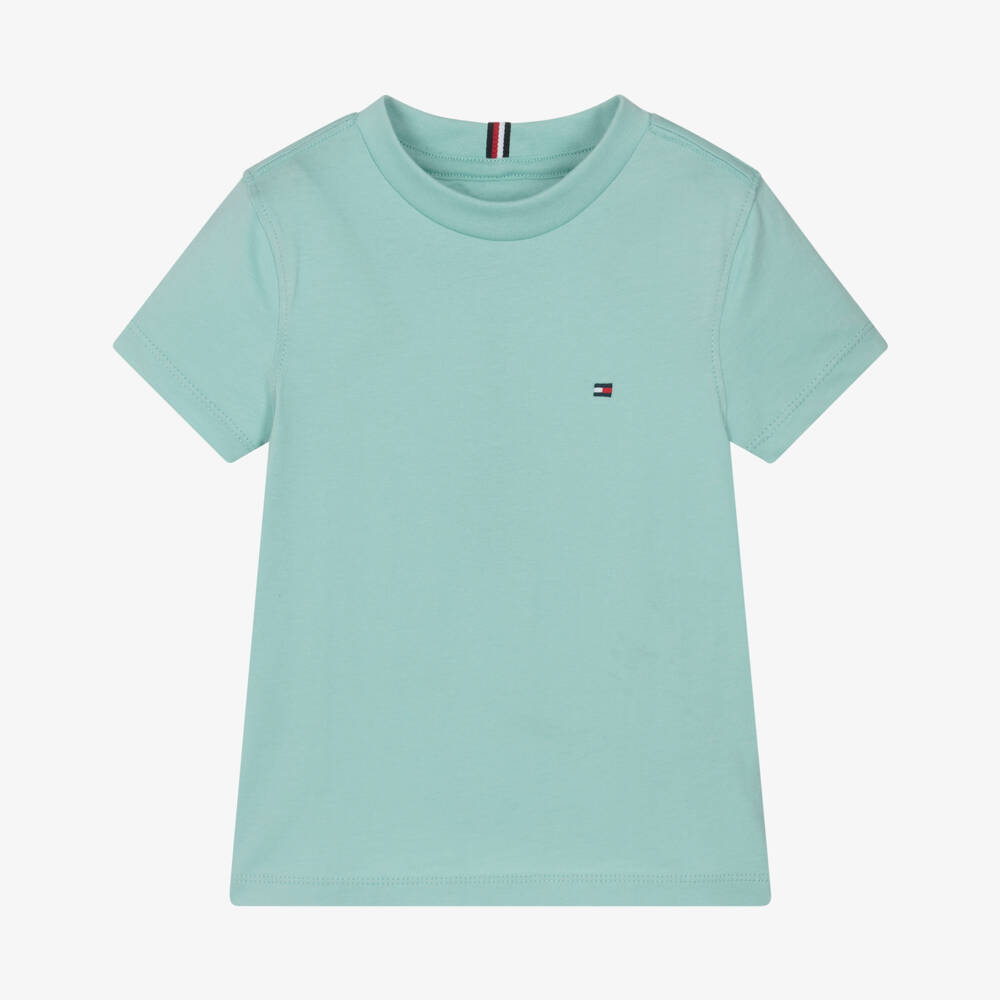 Tommy Hilfiger-Boys Aqua Blue Cotton Short-Sleeve T-Shirt | Childrensalon