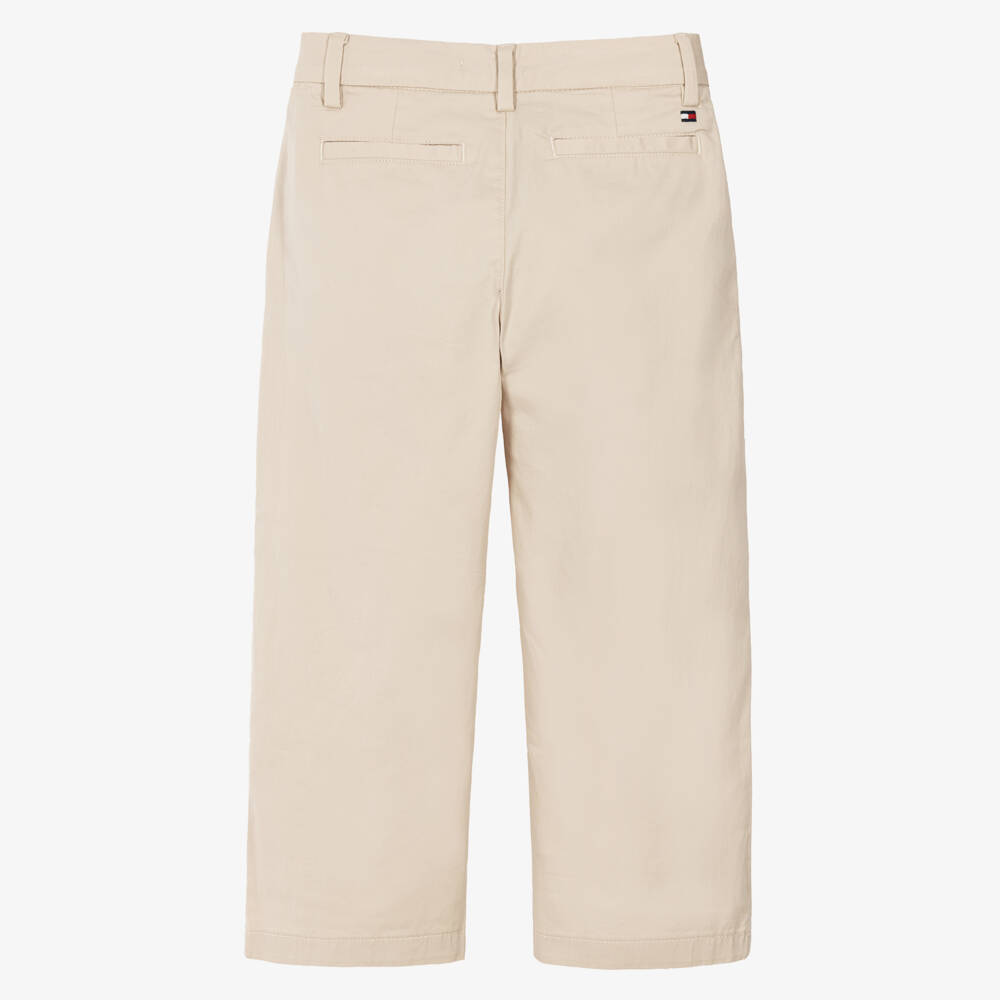 Tommy Hilfiger-Boys Beige Baggy Fit Chino Trousers | Childrensalon