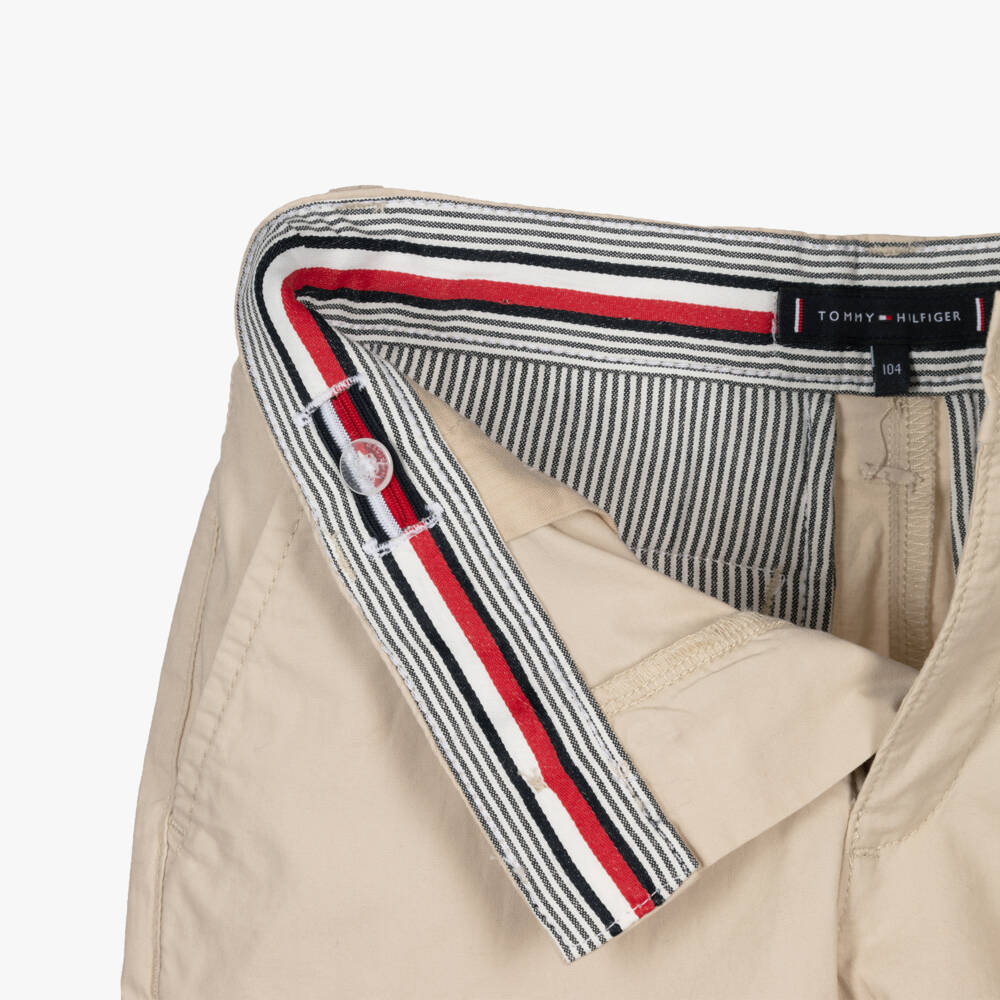 Tommy Hilfiger-Boys Beige Belted Chino Shorts | Childrensalon