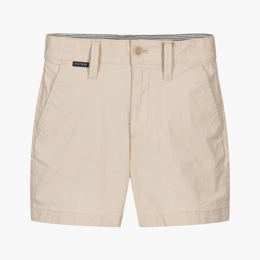 Tommy Hilfiger-Boys Beige Belted Chino Shorts | Childrensalon