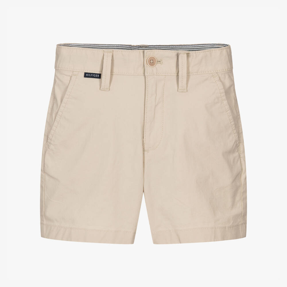 Tommy Hilfiger-Boys Beige Belted Chino Shorts | Childrensalon