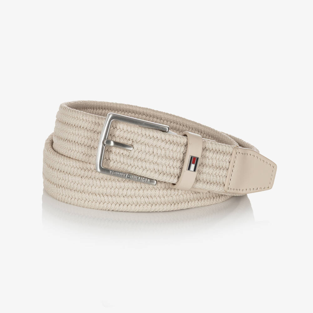 Tommy Hilfiger-Boys Beige Braided Elasticated Belt | Childrensalon