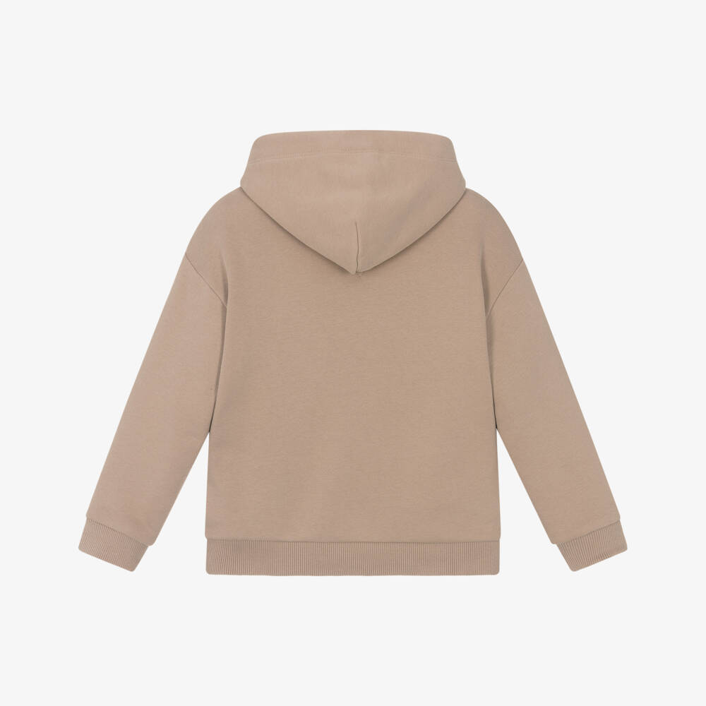 Tommy Hilfiger-Boys Beige Cotton Hoodie with Pouch Pocket | Childrensalon