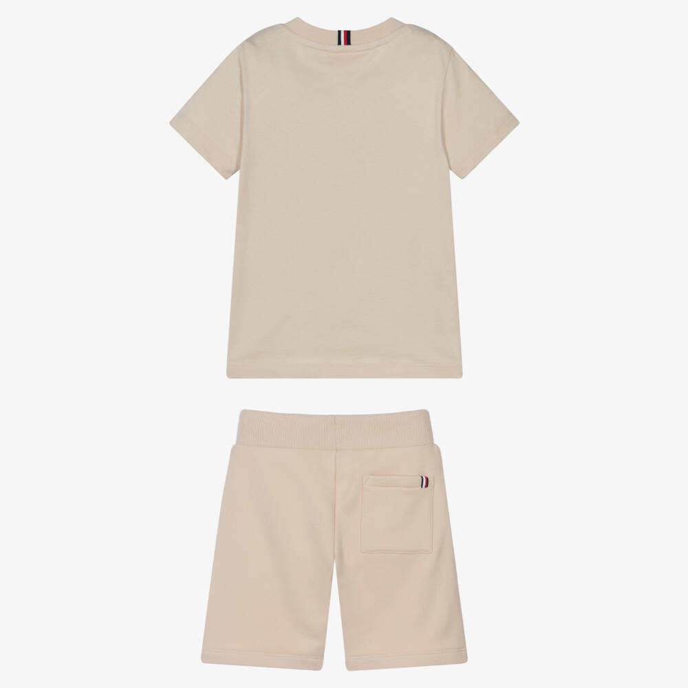 Tommy Hilfiger-Boys Beige Cotton Jersey Shorts Set | Childrensalon