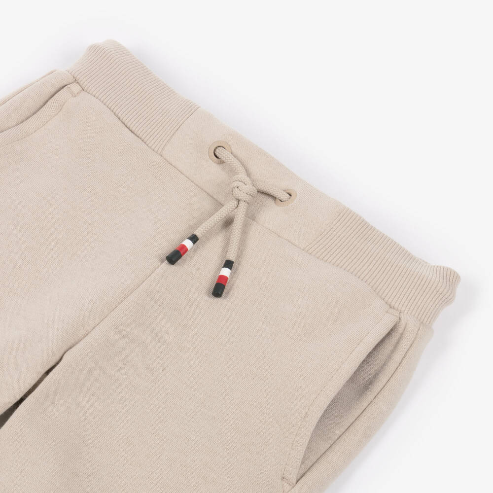 Tommy Hilfiger-Boys Beige Cotton Joggers with Logo Detailing | Childrensalon