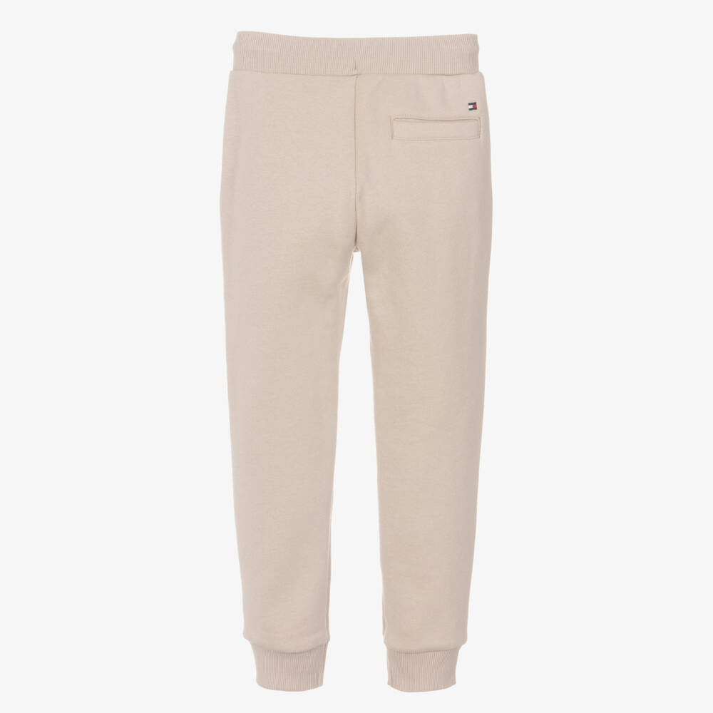 Tommy Hilfiger-Boys Beige Cotton Joggers with Logo Detailing | Childrensalon