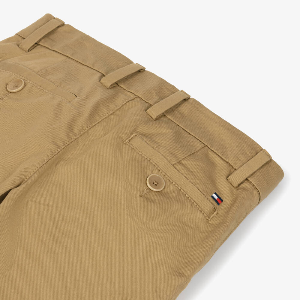 Tommy Hilfiger-Boys Beige Cotton Slim Fit Chino Trousers | Childrensalon