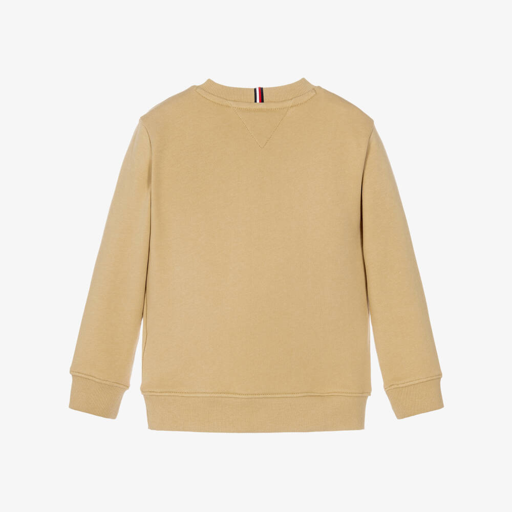 Tommy Hilfiger-Boys Beige Cotton Sweatshirt | Childrensalon