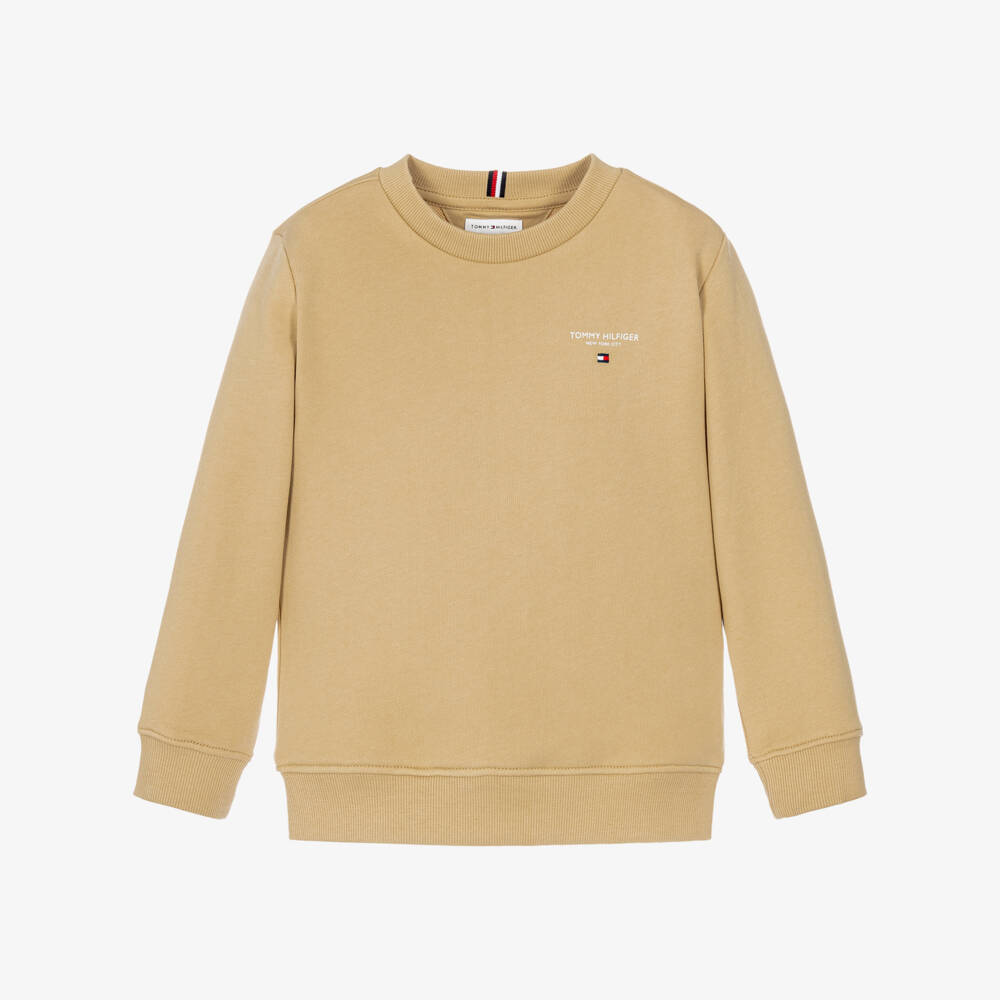 Tommy Hilfiger-Boys Beige Cotton Sweatshirt  | Childrensalon